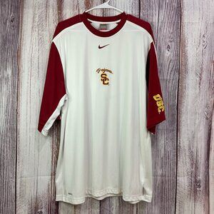 USC Trojans Nike Fit Dry White & Cardinal Short Sleeve Shirt Mens Size XL  #5118